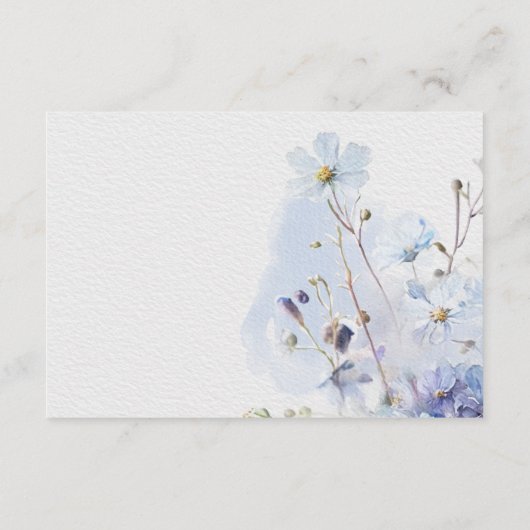 Moderne Periwinkle Blue Wildblumen Details Begleitkarte (Rückseite)