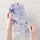 Moderne Periwinkle Blue Wildblumen Kein Abendessen All In One Einladung (Abreißen)