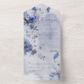 Moderne Periwinkle Blue Wildblumen Kein Abendessen All In One Einladung (Innen Boden)