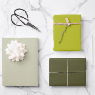 Moderne Perle Dunkler Apfelgrün Einfarbig Chic Geschenkpapier Set