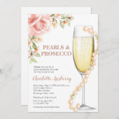 Moderne Perlen und Prosecco Brautparty Einladung (Vorne/Hinten)