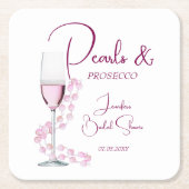 Moderne Perlen und Prosecco-Brautparty Hochzeit Rechteckiger Pappuntersetzer (Vorderseite)