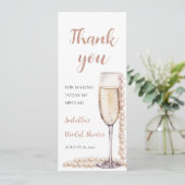 Moderne Perlen und Prosecco Brautparty Menükarte (Stehend Vorderseite)