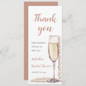 Moderne Perlen und Prosecco Brautparty Menükarte (Vorne/Hinten)