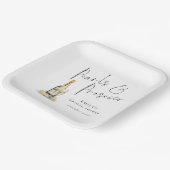 Moderne Perlen und Prosecco-Brautparty Pappteller (Gewinkelt)