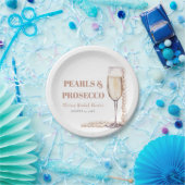 Moderne Perlen und Prosecco Brautparty Pappteller (Party)