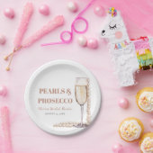 Moderne Perlen und Prosecco Brautparty Pappteller (Party)