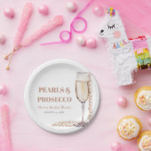 Moderne Perlen und Prosecco Brautparty Pappteller (Party)