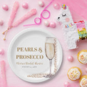 Moderne Perlen und Prosecco Brautparty Pappteller (Party)