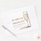 Moderne Perlen und Prosecco Brautparty Quadratischer Aufkleber (Umschlag)