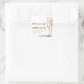 Moderne Perlen und Prosecco Brautparty Quadratischer Aufkleber (Tasche)