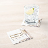 Moderne Perlen und Prosecco Brautparty Rechteckiger Pappuntersetzer (Vor Ort)