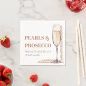 Moderne Perlen und Prosecco Brautparty Serviette (Beispiel)