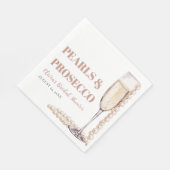 Moderne Perlen und Prosecco Brautparty Serviette (Ecke)