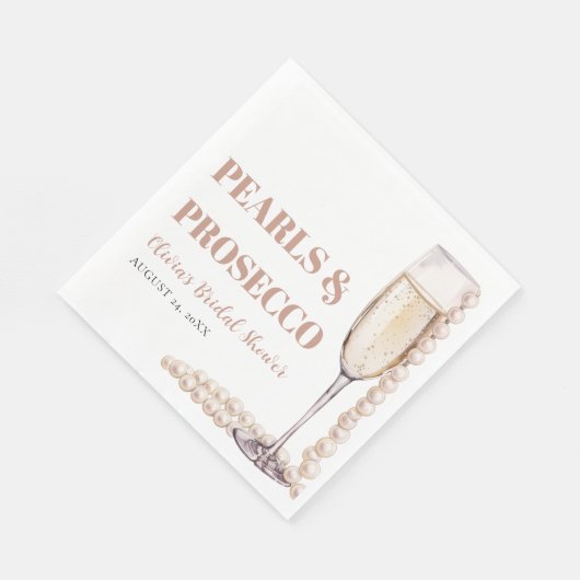 Moderne Perlen und Prosecco Brautparty Serviette (Ecke)