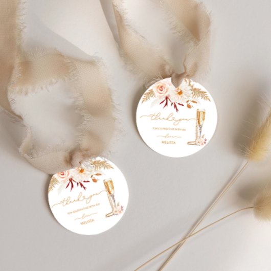 Moderne Perlen und Prosecco Brautparty Vielen Dank Geschenkanhänger