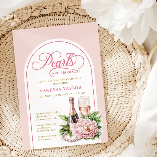 Moderne Perlen und Prosecco-Shower-Karte Vorlage