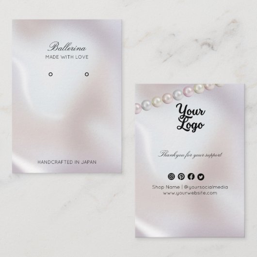 Moderne Perlenohrringe Visitenkarte (Vorne/Hinten)