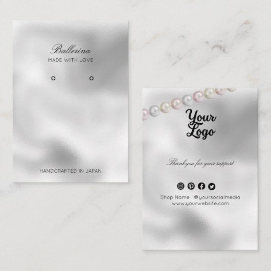 Moderne Perlenohrringe Visitenkarte (Vorne/Hinten)