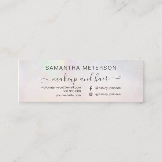 Moderne Perlnacre ombre Blush Verabredung Mini Visitenkarte (Rückseite)