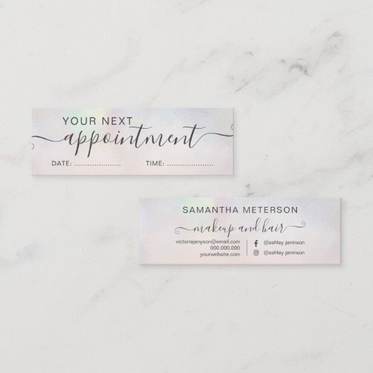 Moderne Perlnacre ombre Blush Verabredung Mini Visitenkarte (Vorne/Hinten)