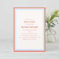 Moderne Persimmon-Orange-Blau-Rand-Bridal-Shower-E