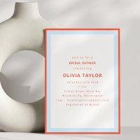 Moderne Persimmon-Orange-Blau-Rand-Bridal-Shower-E