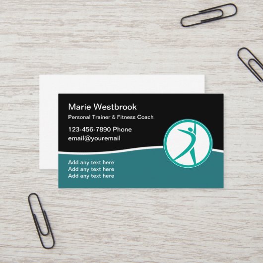 Moderne Personal Fitness Coach Business Card Visitenkarte (Vorderseite/Rückseite Beispiel)