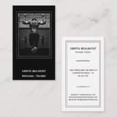 Moderne Personal Trainer Foto Black Business Card Visitenkarte (Vorne/Hinten)