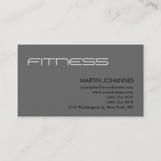 Moderne Personal Trainer Grau Business Card Visitenkarte (Vorderseite)