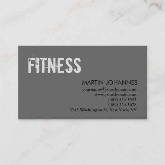 Moderne Personal Trainer Grau Business Card Visitenkarte (Vorderseite)