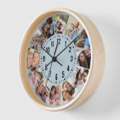 Moderne Personalisiert Blue 12 Foto Collage Uhr (Winkel)