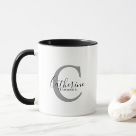 Moderne Personalisiert-graue Monogramm-Tasse Tasse