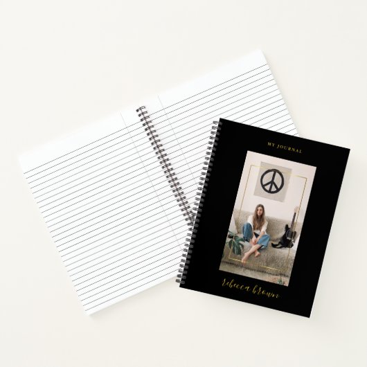 Moderne, Personalisiert handgeschriebene Schwarze Notizblock (Innenseite)