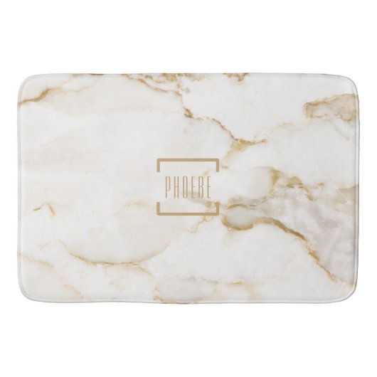 Moderne Personalisiert Name Gold Effect Marmor Badematte (Vorderseite)