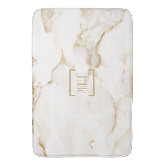 Moderne Personalisiert Name Gold Effect Marmor Badematte (Vorderseite Vertikal)