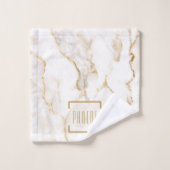 Moderne Personalisiert Name Gold Effect Marmor Badhandtuch Set (Waschlappen)