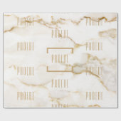 Moderne Personalisiert Name Gold Effect Marmor Geschenkpapier (Flach)