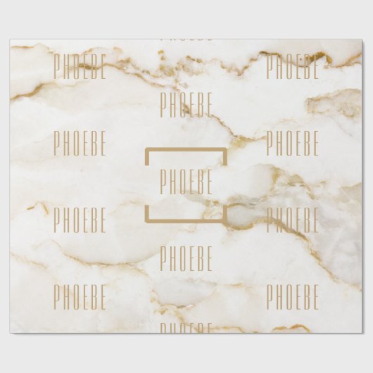 Moderne Personalisiert Name Gold Effect Marmor Geschenkpapier (Flach)