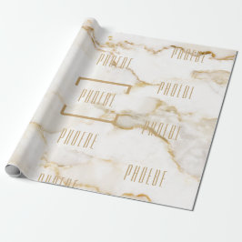 Moderne Personalisiert Name Gold Effect Marmor Geschenkpapier