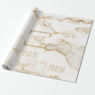 Moderne Personalisiert Name Gold Effect Marmor Geschenkpapier