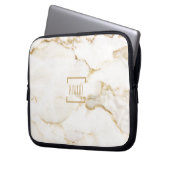 Moderne Personalisiert Name Gold Effect Marmor Laptopschutzhülle (Vorderseite Links)