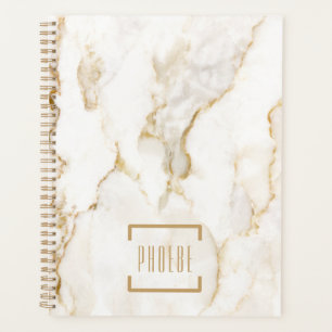 Moderne Personalisiert Name Gold Effect Marmor Planer