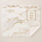 Moderne Personalisiert Name Gold Effect Marmor Sherpadecke (Vorderseite (Horizontal))