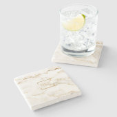 Moderne Personalisiert Name Gold Effect Marmor Steinuntersetzer (Seitenansicht)