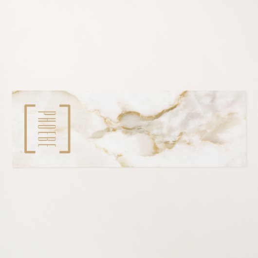 Moderne Personalisiert Name Gold Effect Marmor Yogamatte (Rückseite (Horizontal))