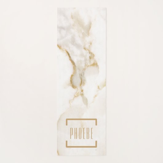 Moderne Personalisiert Name Gold Effect Marmor Yogamatte (Rückseite)
