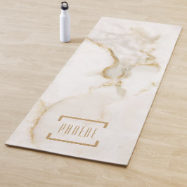 Moderne Personalisiert Name Gold Effect Marmor Yogamatte