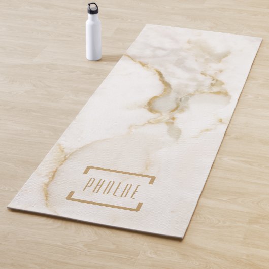Moderne Personalisiert Name Gold Effect Marmor Yogamatte (Beispiel)