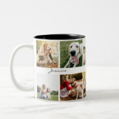 Moderne Personalisierte 10 Fotos Kollage Dog White Zweifarbige Tasse (Links)